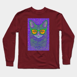 Cosmos Cat Wearing Sunglasses- Brainy! Long Sleeve T-Shirt